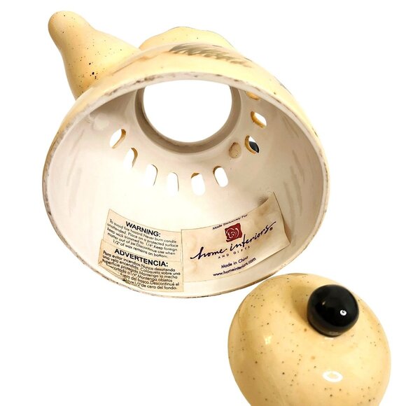 Home Interiors Tea Pot Ceramic Tea Light Candle Holder Butterfly Design 7x8" - Picture 6 of 7